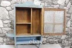 Antique Wooden Wall Cabinet Bathroom Cabinet Medicine Cabinet Shabby Chic Blue