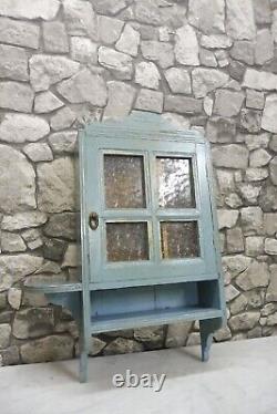 Antique Wooden Wall Cabinet Bathroom Cabinet Medicine Cabinet Shabby Chic Blue