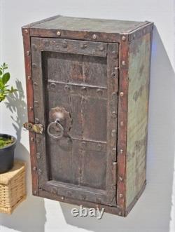 Antique Wooden Wall Hanging Storage Cabinet Box Original Old Hand Crafted