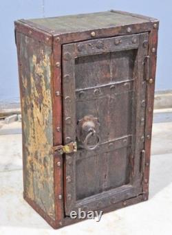 Antique Wooden Wall Hanging Storage Cabinet Box Original Old Hand Crafted