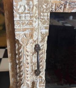 Antique Wooden White Washed Side Table Cabinet Humidor Rustic Decor