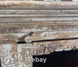 Antique Wooden White Washed Side Table Cabinet Humidor Rustic Decor