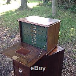 Antique Work Box Filing Cabinet Haberdashery Drawers
