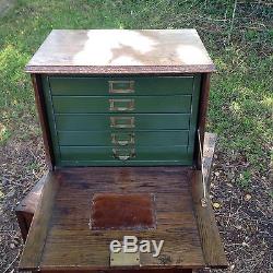 Antique Work Box Filing Cabinet Haberdashery Drawers