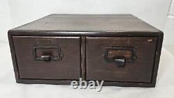 Antique Yawman And Erbe 2 Drawer Wood Card Catalog Index File Cabinet Oak