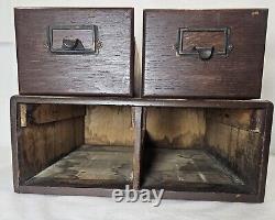 Antique Yawman And Erbe 2 Drawer Wood Card Catalog Index File Cabinet Oak