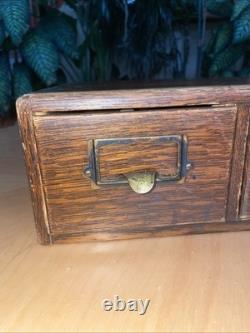 Antique Yawman Erbe 2 Drawer Library Card Catalog Index File Cabinet Wood Box