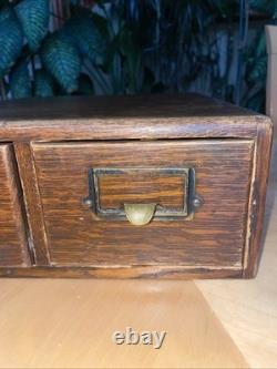 Antique Yawman Erbe 2 Drawer Library Card Catalog Index File Cabinet Wood Box