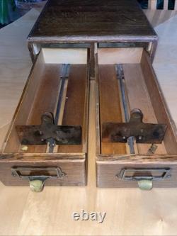 Antique Yawman Erbe 2 Drawer Library Card Catalog Index File Cabinet Wood Box