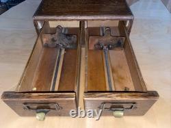 Antique Yawman Erbe 2 Drawer Library Card Catalog Index File Cabinet Wood Box