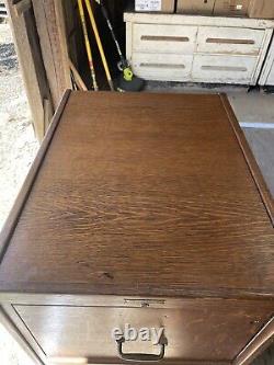Antique Yawman & Erbe 3 Drawer Tiger Oak Wood File Cabinet
