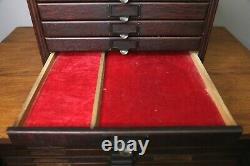 Antique Yawman & Erbe 7 Drawer Wood File Cabinet Library drafting Jewelry Box
