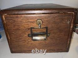 Antique Yawman & Erbe Quarter Sawn Oak Single Drawer Dovetailed File Lock withKey