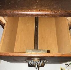 Antique Yawman & Erbe Quarter Sawn Oak Single Drawer Dovetailed File Lock withKey