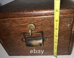 Antique Yawman & Erbe Quarter Sawn Oak Single Drawer Dovetailed File Lock withKey