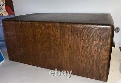 Antique Yawman & Erbe Quarter Sawn Oak Single Drawer Dovetailed File Lock withKey