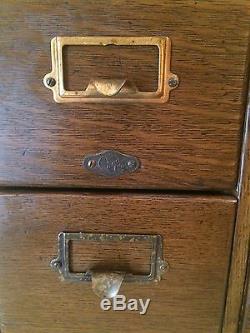 Antique Yawman and Erbe Table Top Oak Card Catalog/File Cabinet