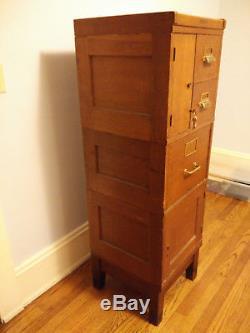 Antique Yawman and Erbe Tiger Oak Standing File Cabinet 1914