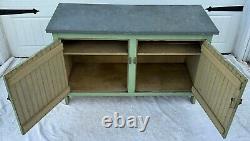 Antique Zinc Top Cabinet Farmhouse Garden Potters Bench AAFA Orig Green Paint