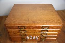 Antique apothecary Oak cabinet wood drawer vintage typeset watchmaker box Weis