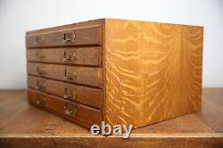 Antique apothecary Oak cabinet wood drawer vintage typeset watchmaker box Weis