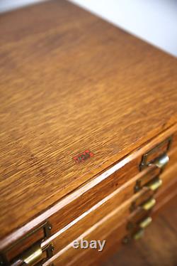 Antique apothecary Oak cabinet wood drawer vintage typeset watchmaker box Weis