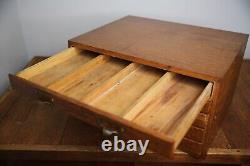 Antique apothecary Oak cabinet wood drawer vintage typeset watchmaker box Weis