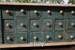 Antique apothecary drawer wood cabinet chest jewelry box tool box green vintage