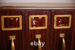 Antique apothecary file cabinet library card catalog storage box brass handles