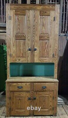 Antique c. 1800s Tall Primitive Step-Back Cupboard Early Bucks County, Pa Cabinet
