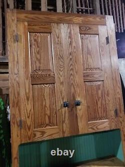 Antique c. 1800s Tall Primitive Step-Back Cupboard Early Bucks County, Pa Cabinet