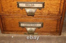 Antique c. 1900 Yawman & Erbe Receipts Bills Letters Dovetailed Oak File Cabinet