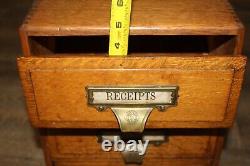 Antique c. 1900 Yawman & Erbe Receipts Bills Letters Dovetailed Oak File Cabinet