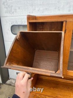 Antique c1905 Hoosier-Style Kitchen Cabinet & Workstation Frosted Panels