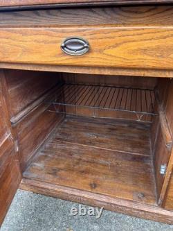 Antique c1905 Hoosier-Style Kitchen Cabinet & Workstation Frosted Panels