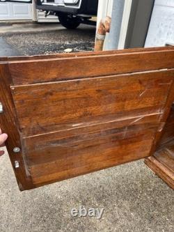 Antique c1905 Hoosier-Style Kitchen Cabinet & Workstation Frosted Panels
