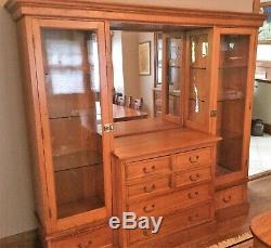 Antique c1920s Large Oak Cabinet Buffet Sideboard Original Hardware & Glass