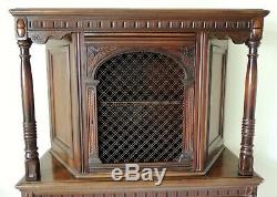 Antique c1920s Ornate Berkey & Gay Carved Solid Mahogany China Cabinet Hutch