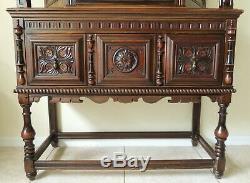 Antique c1920s Ornate Berkey & Gay Carved Solid Mahogany China Cabinet Hutch