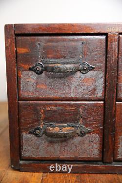 Antique card catalog tiger oak Apothecary cabinet Wood File Library Box