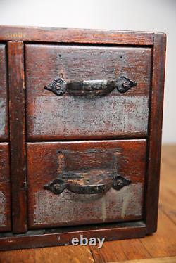 Antique card catalog tiger oak Apothecary cabinet Wood File Library Box