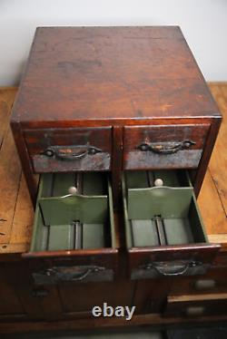 Antique card catalog tiger oak Apothecary cabinet Wood File Library Box