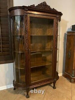 Antique china cabinet curved glass