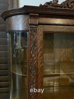 Antique china cabinet curved glass