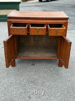 Antique chinese cypress wood hall cabinet console Table Server Country