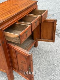 Antique chinese cypress wood hall cabinet console Table Server Country