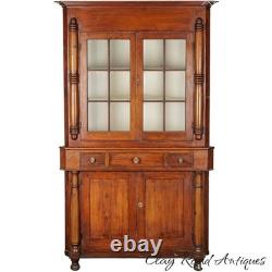Antique corner cupboard farm house county sheraton 12 light 3 drawer Softwood