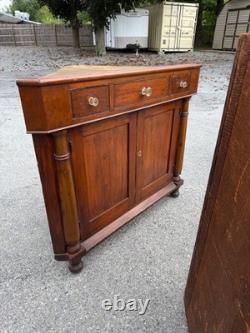 Antique corner cupboard farm house county sheraton 12 light 3 drawer Softwood