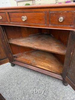 Antique corner cupboard farm house county sheraton 12 light 3 drawer Softwood