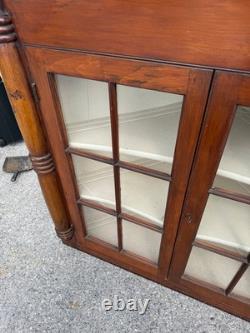 Antique corner cupboard farm house county sheraton 12 light 3 drawer Softwood